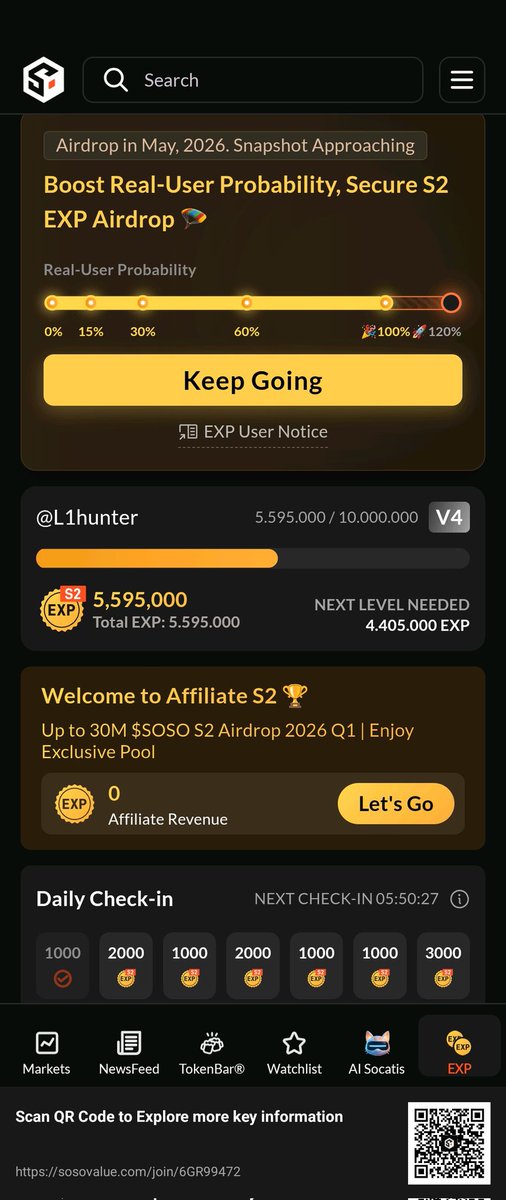 Your ETH transaction history just got a boost

🔥 $SOSO dropping now 🔥

season2-sodex.com/claim/

SoSoValue quietly rewarding loyal supporters

Eligible:
→ Used SoSoValue
→ Completed Phase 1 verification
→ Old wallet with ETH on-chain history = 10x
→ Any interaction

Even ONE