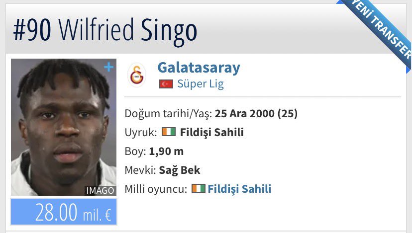 Evet şimdi soruyorum sizi yancımarkt! 

Orkun gelir gelmez 5 milyon euro aşağıya çektiniz yok daha düşük bir lige geldi falan diye, Portekiz liginden üstelik.

Ulan bu Singo maça çıkmadı 1 milyon euro bile düşmedi değeri, nasıl olacak bu iş? Renklimarkt <a href="/TMtr_news/">Transfermarkt.com.tr</a>