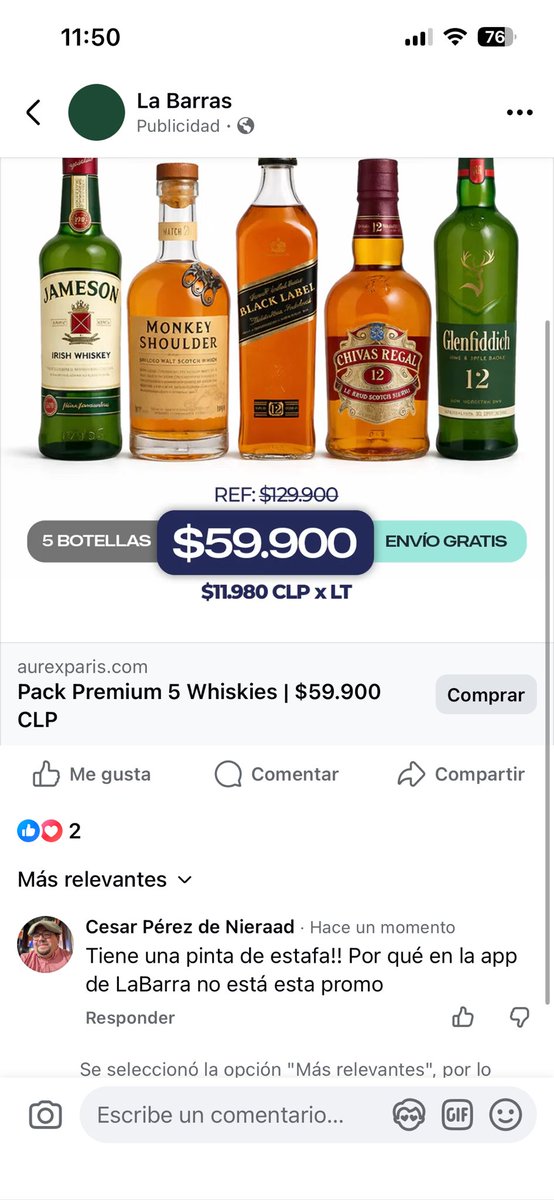 perez0880's tweet photo. @CCUchile están haciendo estafas con sus marcas en Facebook https://t.co/AAETNLQyYb