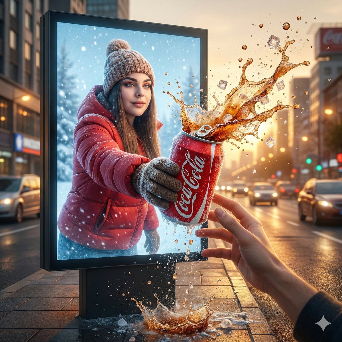 Surreal Billboard Advertisement with Hand Exchange — example 3