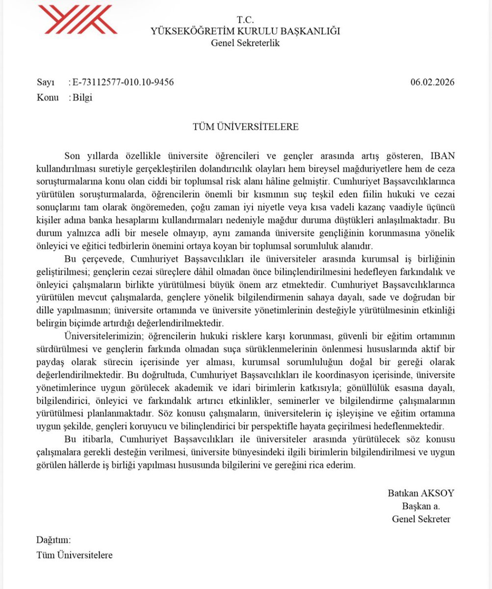 “Öğrencilerin önemli bir kısmının suç teşkil eden fiilin hukuki ve cezai sonuçlarını tam olarak öngöremeden,çoğu zaman iyi niyetle veya kısa vadeli kazanç vaadiyle üçüncü kişiler adına banka hesaplarını kullandırmaları nedeniyle MAĞDUR duruma düştükleri anlaşılmaktadır.
Bu durum