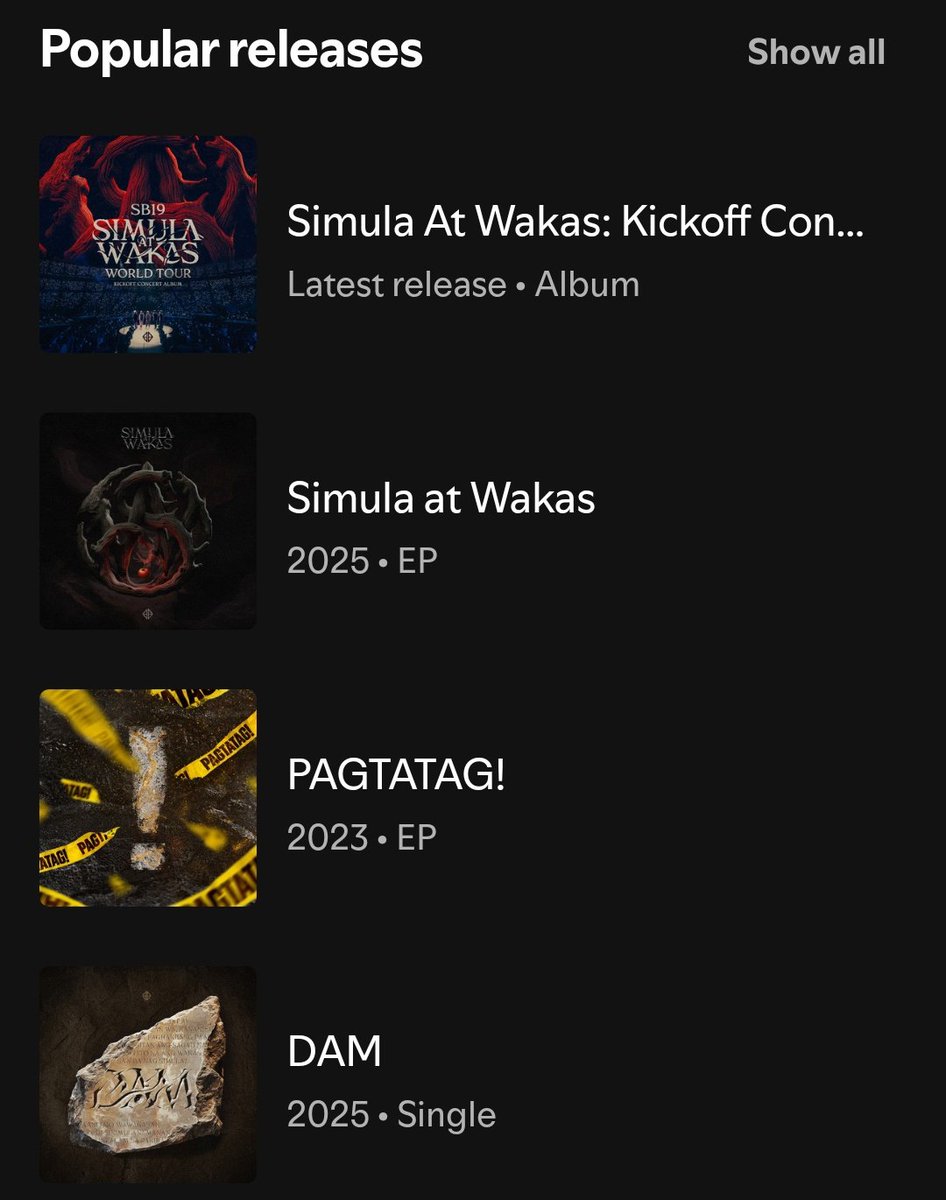 sb19_spotify's tweet image. Moving forward, A’TIN!
Simula at Wakas Kickoff Concert Album with Prologue is now the latest release and the complete version of the Simula at Wakas Kickoff Concert Album.

No worries. Streams from the first version are still counted toward the new album. Let’s keep streaming