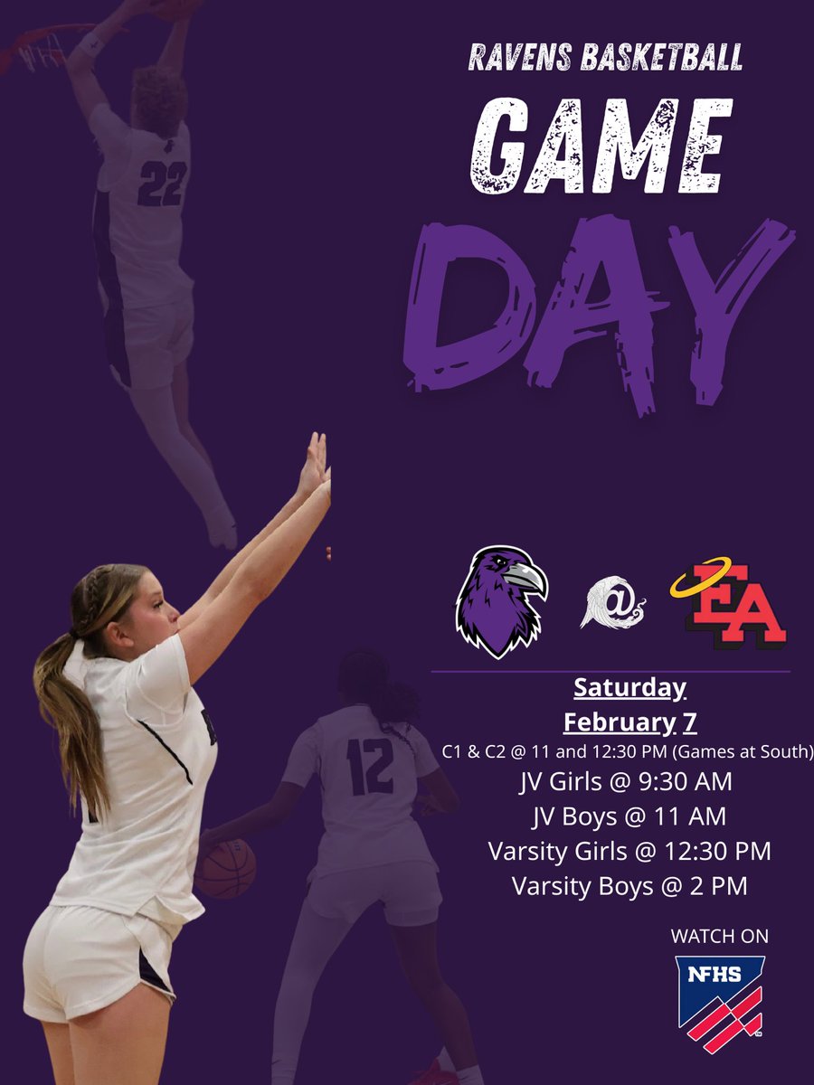 DSOUTHBOYSBBALL's tweet photo. G A M E D A Y 🔥🐦‍⬛🔥🐦‍⬛

🆚 East HS
⏰ JV Girls @ 9:30am; C1 &amp; JV @ 11am; C2 and Varsity Girls @ 12:30pm; Varsity Boys 2pm
📍 East and The Nest
📊 Updates available on IG stories @dsouthboysbasketball 

| #WeAreDenverSouth | #ProtectTheNest | https://t.co/ifj6aP8kVG