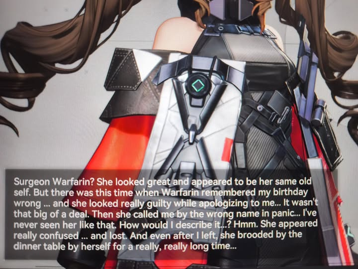 Not mine, but this is sad....

Our old Warfarin still remembers our ol Ajimu...

But it isn't her anymore :(

#Endfield #Discussion