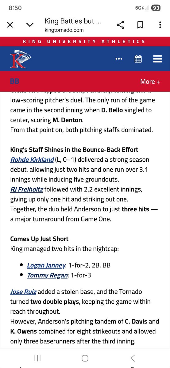 RJ college debut.
<a href="/RFreiholtz00/">RJ Freiholtz</a>