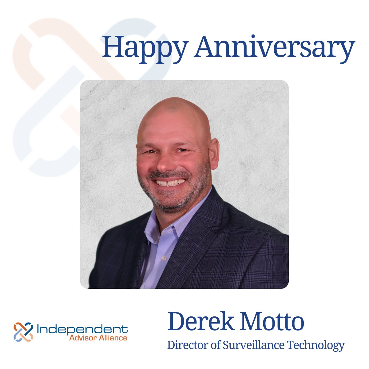 Celebrating 3 years with Derek Motto!

Derek has played a key role in strengthening our surveillance technology and supporting the systems that help keep our advisors and firm running smoothly.

Thank you, Derek, for everything you bring to Independent Advisor Alliance

#WeAreIAA