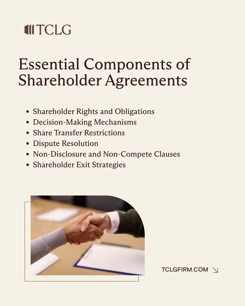 At TCLG, we specialize in crafting customized shareholder agreements to fit your needs. With extensive experience across Florida, we ensure your business receives legal protections and expert representation.