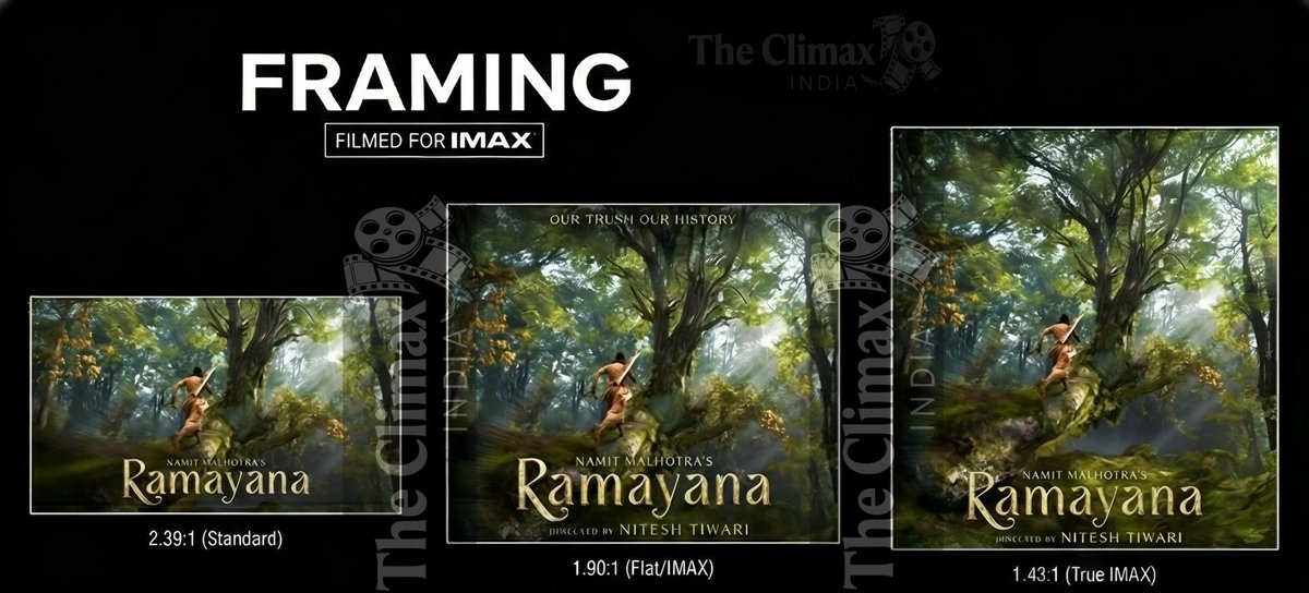 TheClimaxIndia's tweet photo. #Ramayana aspect ratio for different formats looks solid 💥

IMAX Chief Jonathan Fischer already called Ramayana “the most anticipated global film of 2026” 

#RanbirKapoor #Yash https://t.co/k50raQIxUi
