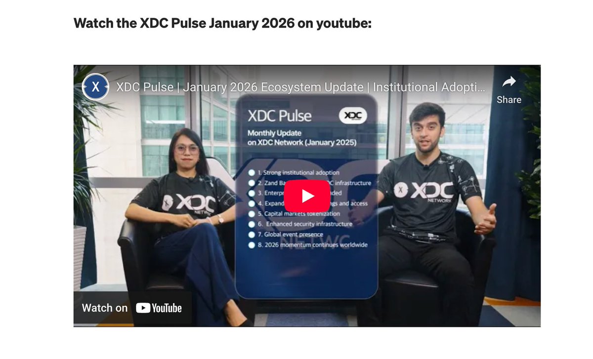 XDC Network enters 2026 with strong institutional momentum 📈

$XDC – <a href="/XDCNetwork/">XDC Network</a>
continues to scale across regulated finance, custody solutions, and real-world asset infrastructure.

🔗: medium.com/xdcnetwork/xdc…

#XDC #XDCNetwork #Blockchain #RWA #InstitutionalFinance