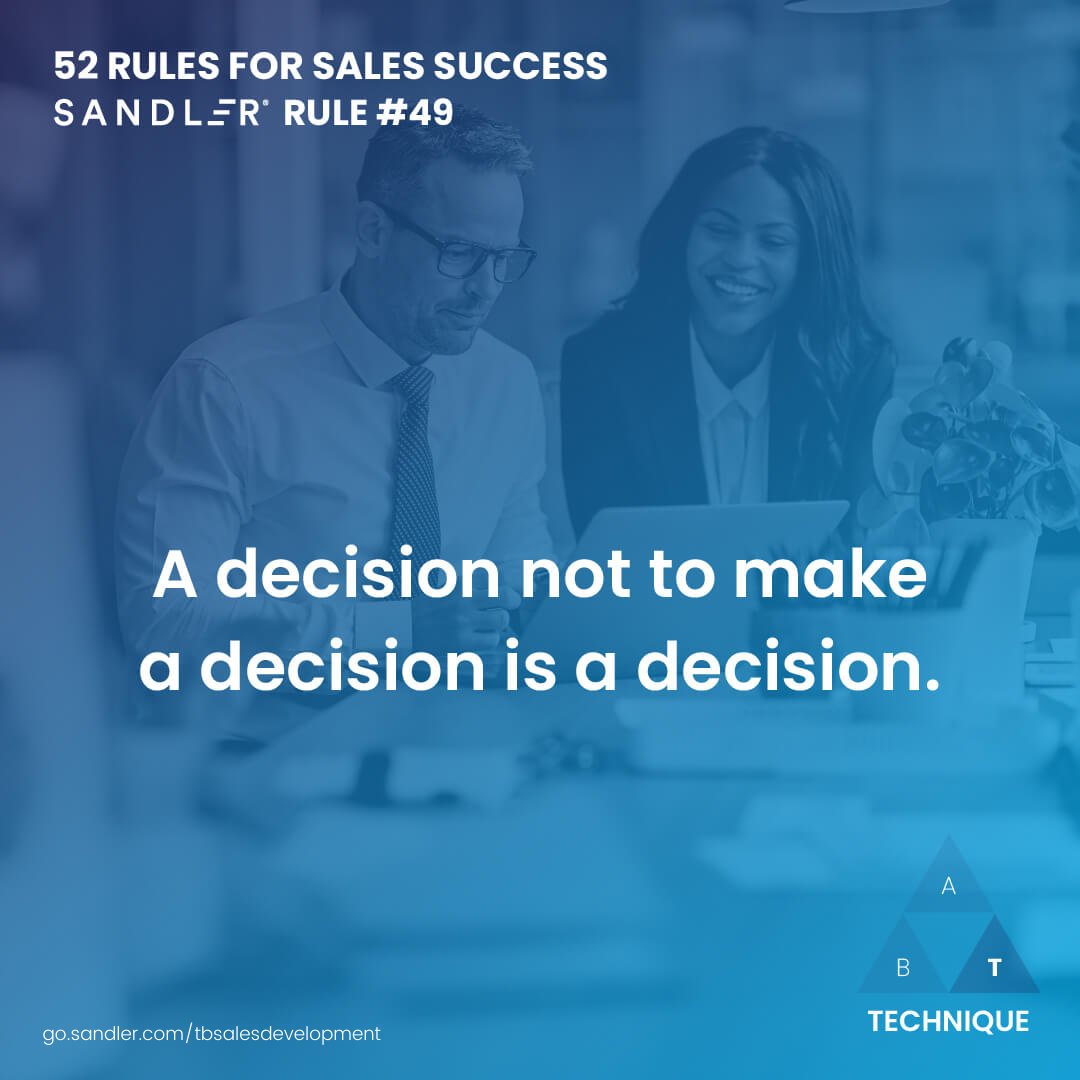 Indecision is still a decision—it’s information.
Strong relationships respect that signal instead of pushing past it.
Sometimes the best move is to slow down, get honest, and earn clarity before the close.
Sales is about trust, not transactions.

#Sales #Leadership #Trust