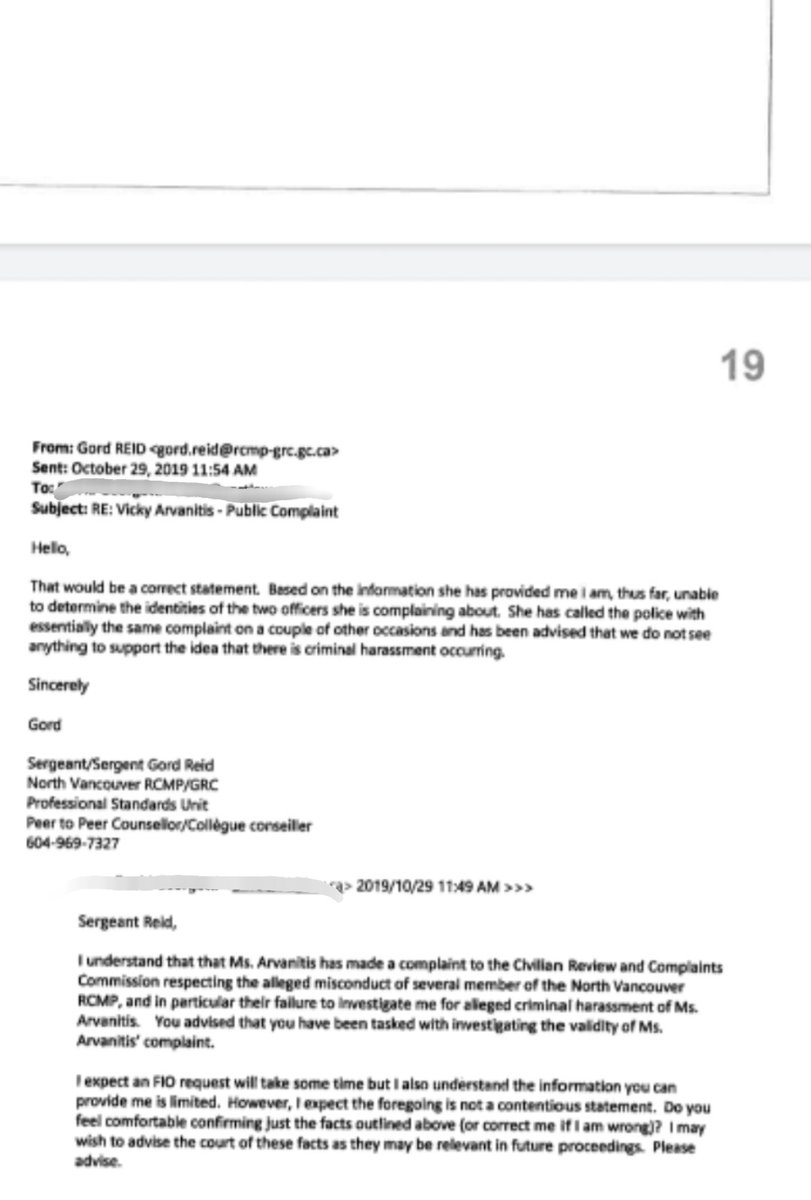 ArvanitisV36999's tweet image. This was the sergeant who disclosed my personal file information to the lawyer I was filing harrament complaints against.He closed my complaints with no investigation. #Papertrail #corrupt #RCMPcommissioner #complicit #evidance #privacyact #northvancouverrcmp #SergeantGordReid