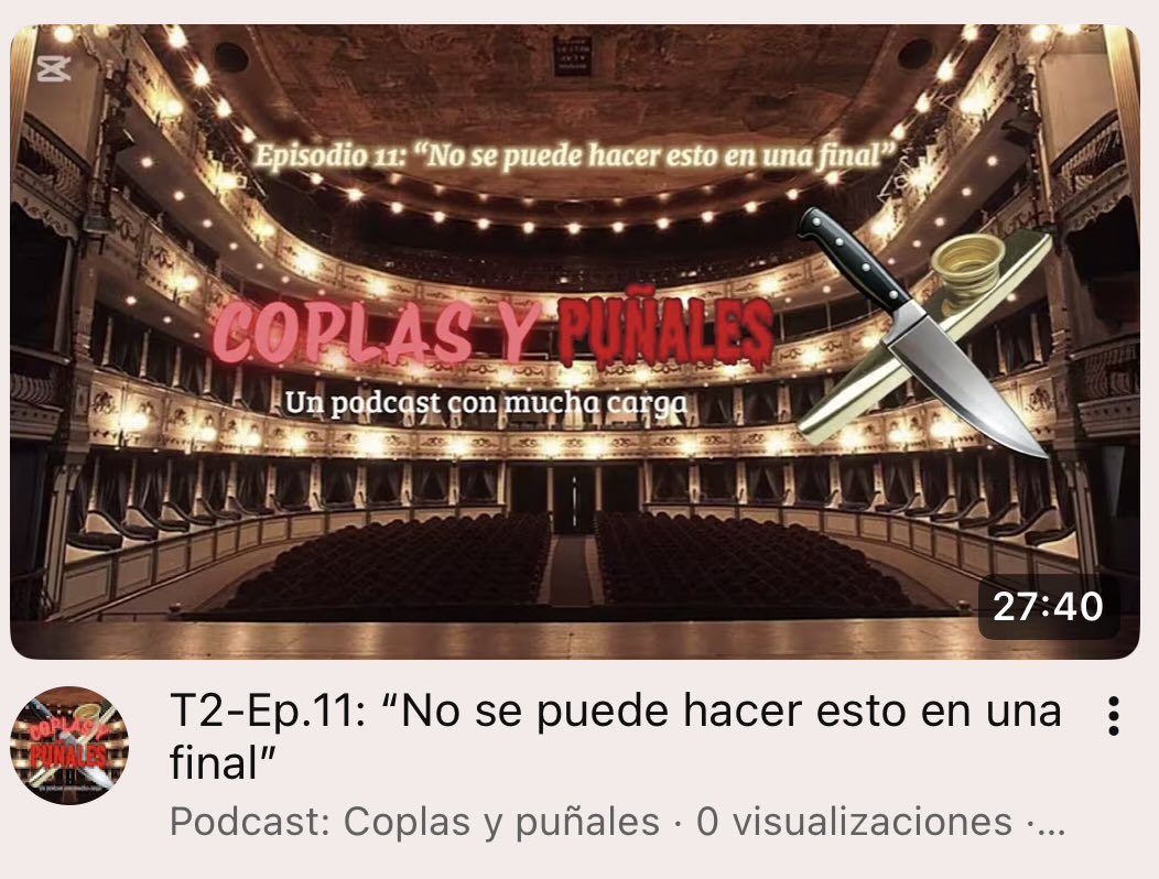 ‼️Episodio de la final 2026 ya disponible‼️

➡️Youtube: youtu.be/dLgUEUE9iEo?si… 

➡️Spotify: open.spotify.com/episode/1glIRY… 

Nos vemos en la calle 🔪 #COACMLG #CarnavalMLG