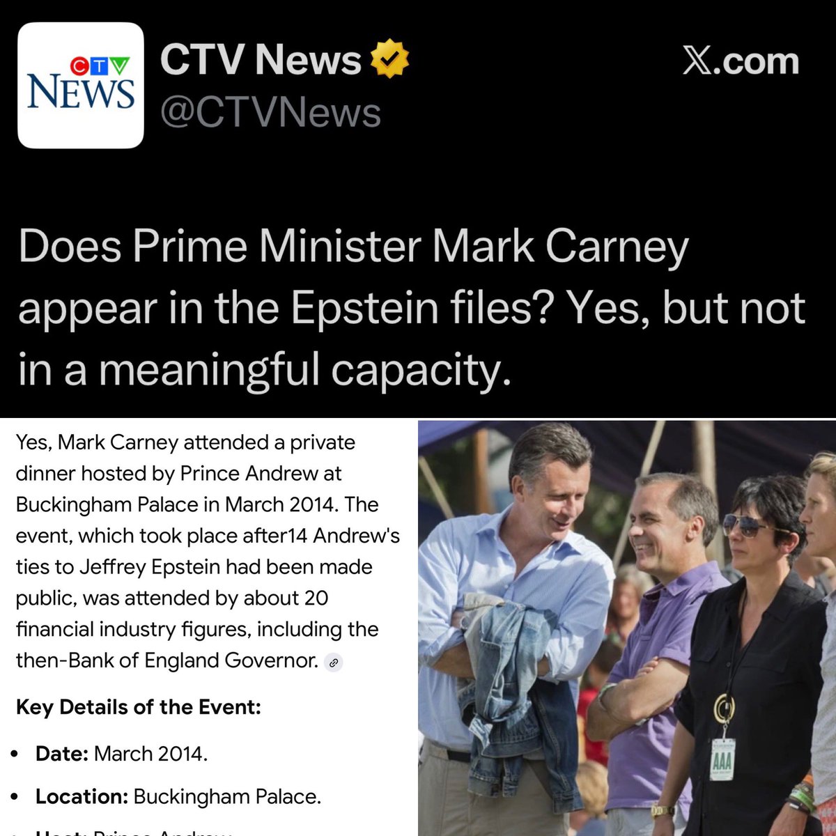 myabradshaw78's tweet image. CTV and CBC have to rush to defend Mark Carney about being on Jeffery Epstein’s list 69 times,downplaying Mark Carney attending Prince Andrew’s party at the palace and Carney hanging out with Ghislaine Maxwell,Epstein’s co conspirator but you know who’s name doesn’t need…