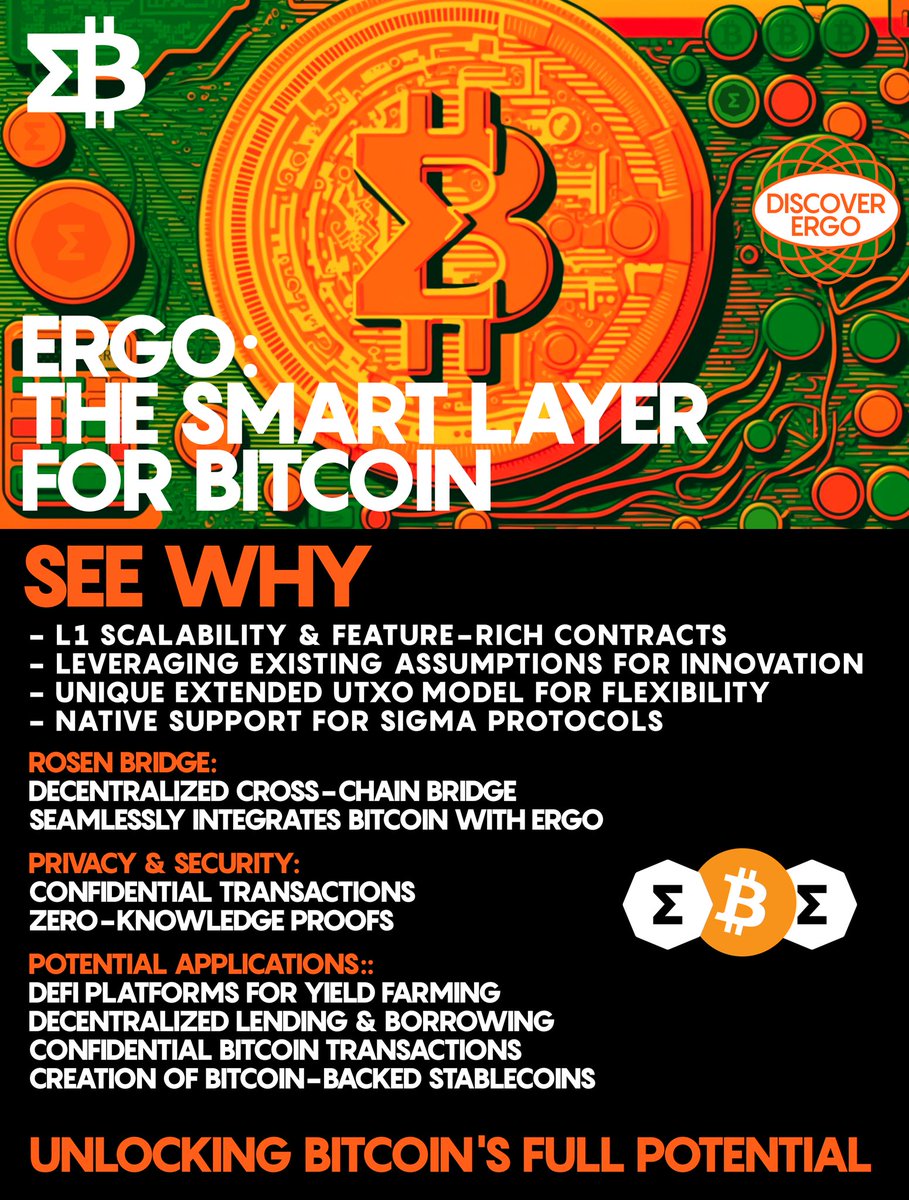 #Ergo, #Ethereum için kullanılan Hesap modelinden ziyade #Bitcoin'in işlem modeline daha çok benzeyen bir #UTXO (harcanmamış işlem çıktıları) modeli de dahil olmak üzere gelişmiş kriptografik özelliklere ve altyapıya sahip bir İş Kanıtı (#PoW) blok zinciridir.

#PoCoP $ERG #Ergo