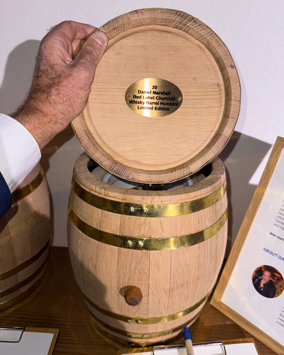 DMCigarworld's tweet photo. The Worlds first Whisky Barrel Cigar Jar by DM sold at auction for charity January 22 2026 - Order yours - https://t.co/4tdYXo37ra https://t.co/zYgeSsFNX1