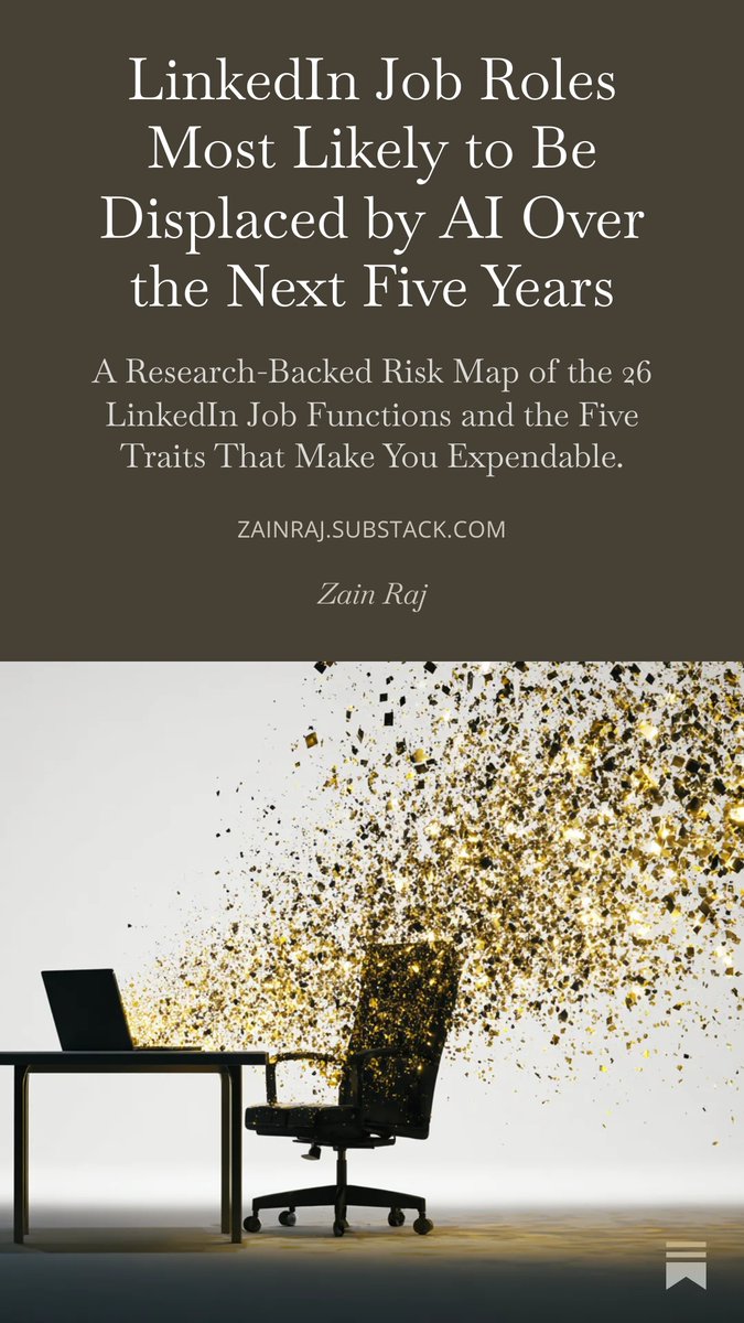 ZAIN_RAJ's tweet photo. LinkedIn Job Roles Most Likely to Be Displaced by AI Over the Next Five Years https://t.co/Etpm2LzDTS https://t.co/4rymVysGmy