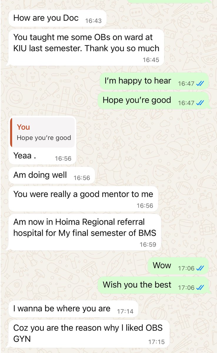 faith_nabushawo's tweet image. Meanwhile am mentoring and inspiring lots of my students. This one says he wants to do OBGYN coz I have inspired him to. 
Couldn’t be happier hearing this.