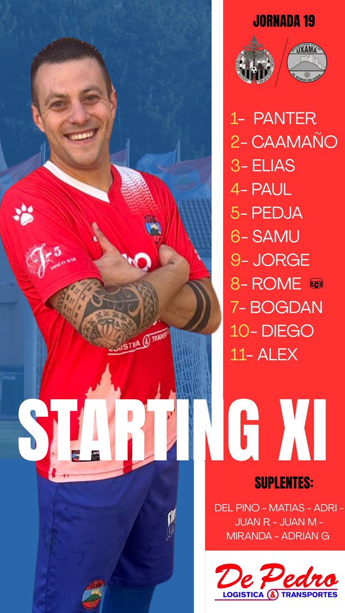 ✅ XI inicial del SC Uxama para enfrentarnos al CD El Espinar-San Rafael.

#AupaUxama