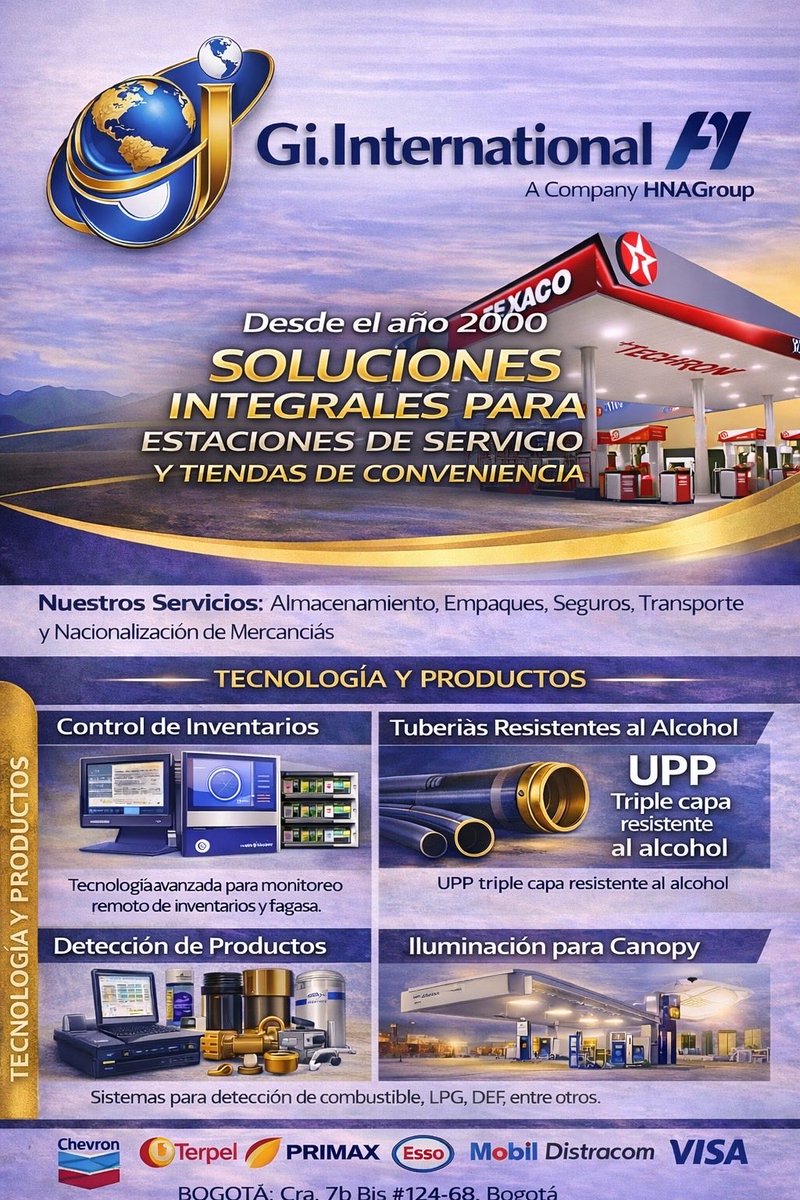 GIINTERNATIONA1's tweet photo. Somos la empresa con más experiencia y trayectoria en Colombia en los diferentes niveles de Suministros para Estaciones! Desde el Desarrollo del proyecto, pasando por Sistemas de Tuberias para Combustibles, hasta la Imagen gráfica Institucional 
TODO EN UN SOLO PROVEEDOR https://t.co/3lgdW24Ulv