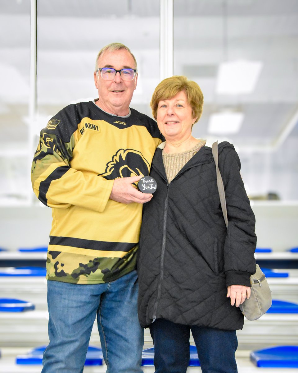 UDHockey's tweet photo. Before last nightโs 6-3 win, the Hens welcomed the core of the UD family to center ice. Joe Murphy spent the last 8 years as the Hens bus driver & served in the US army for 45 years. Although he is now retired, he will forever be a beloved member of our family.๐๐#UDMIH https://t.co/lmUdXVYNvo