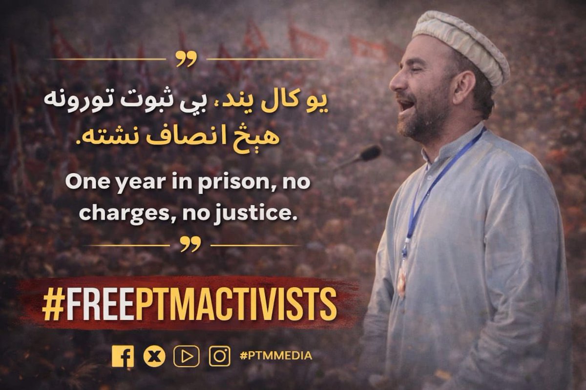 The enforced disappearances and illegal detention of #PTM activists are clear violations of human rights. Pashtuns continue to face state repression, but the movement for justice and dignity will not be silenced.

#FreePTMActivists #PTMCanada 
#FreePTMActivists