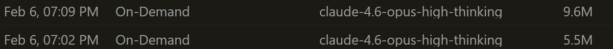 nomdk1's tweet image. OPUS 4.6 just burned 9M tokens in one pass on something 4.5 would have solved burning 400k.   Not worth it - i just switched back to 4.5!  Has anyone played with GPT 5.3 codex yet?