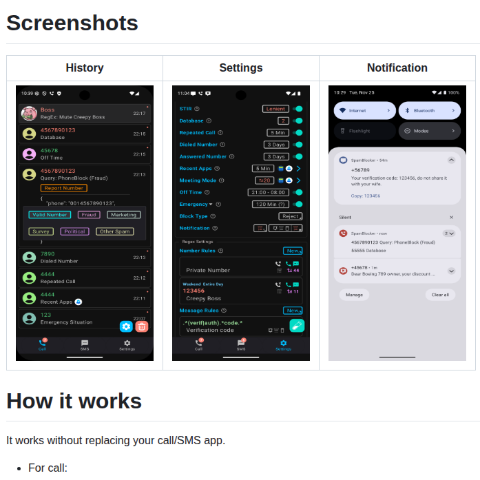 tom_doerr's tweet photo. Blocks calls and SMS via regex and databases

https://t.co/cPYYb4MOyn https://t.co/G69FiiIqSV