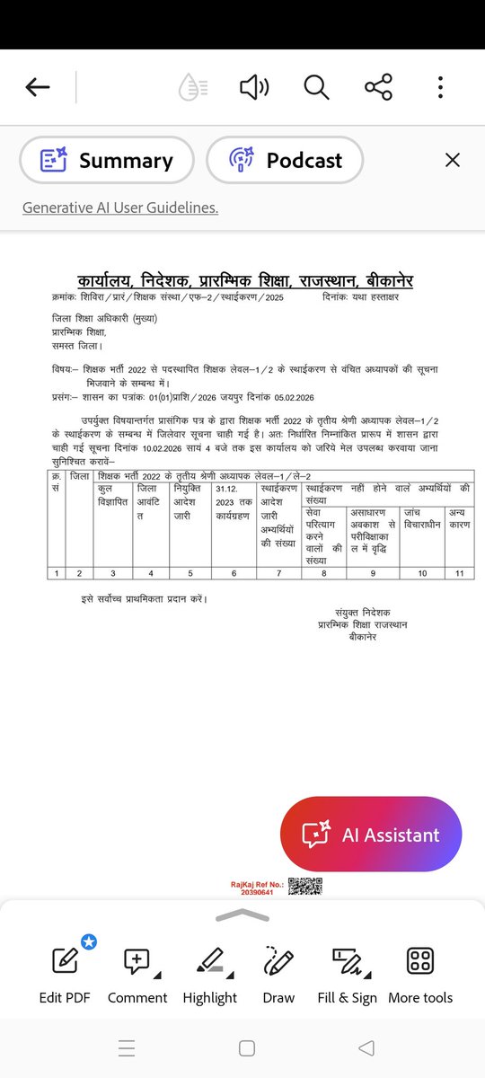 JaniVaga's tweet photo. शिक्षक भर्ती 2022 से पदस्थापित शिक्षकों के स्थायीकरण से वंचित अध्यापकों की सूचना भिजवाने के संबंध में ।
@SKT_Choudhary 
@saten_08 
@JATbera1 https://t.co/5lnV15kLrr