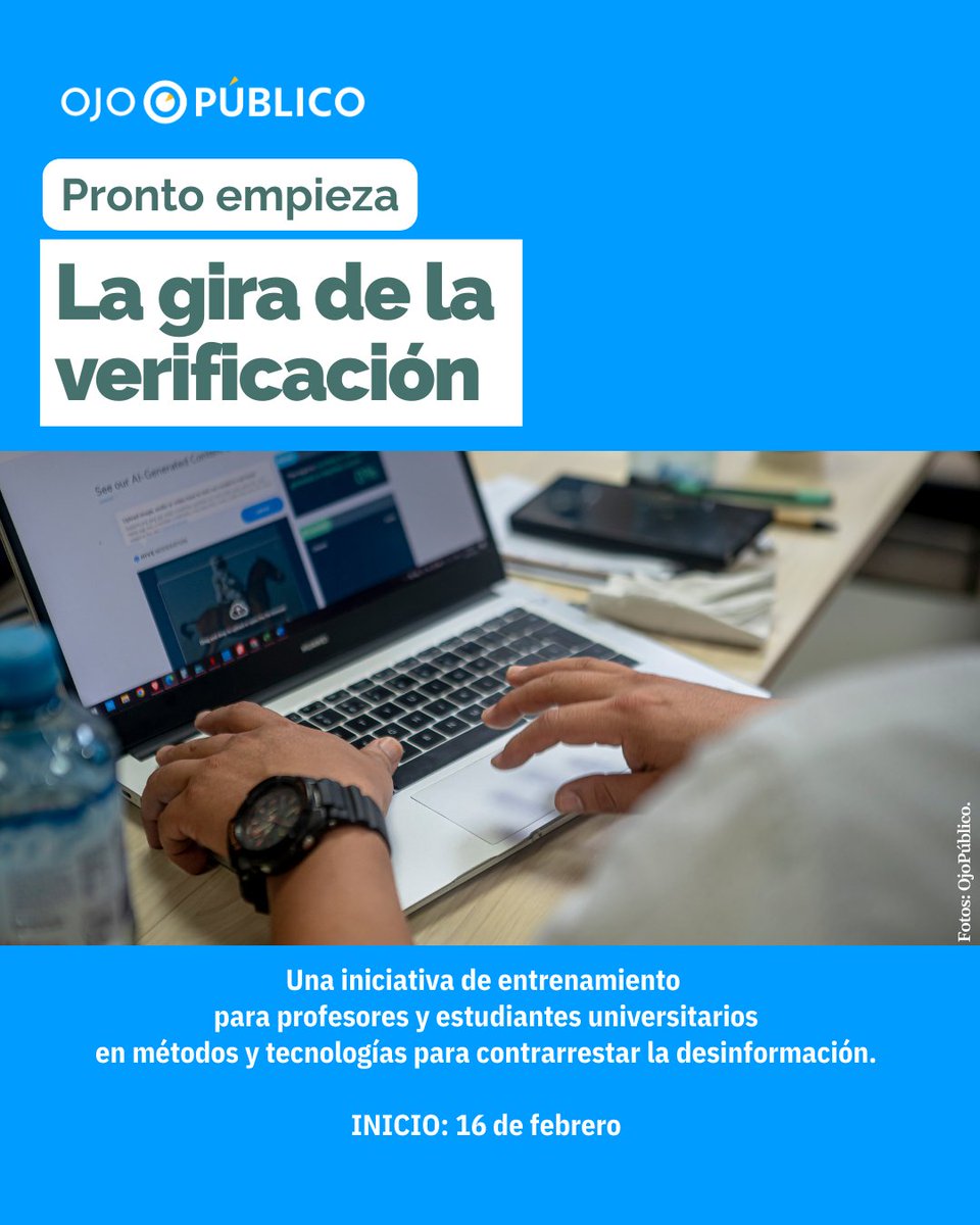 OjoLab's tweet photo. #Convocatoria #FactChecking
🎓 ¿Te gustaría participar de una gira de verificación junto a estudiantes o docentes de tu universidad? Cinco universidades se suman a una iniciativa de verificación en sus campus. Tú también puedes ser parte de esta iniciativa. 👇🧵 https://t.co/LqUrh7Suf3