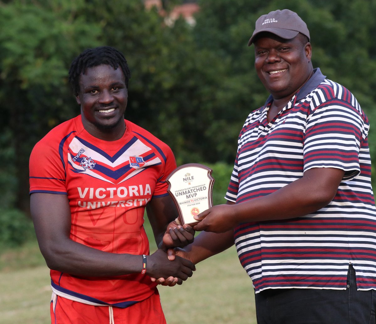 On his debut, Allan Olango bags MVP 🥇
He has been a huge block on today’s win scoring 2trys (10points) for Sharks against <a href="/RhinosRugbyUG/">Rhinos Rugby Ug</a> 

Welcome again👌
#SharksTuko #UgandaRugbyPremiership