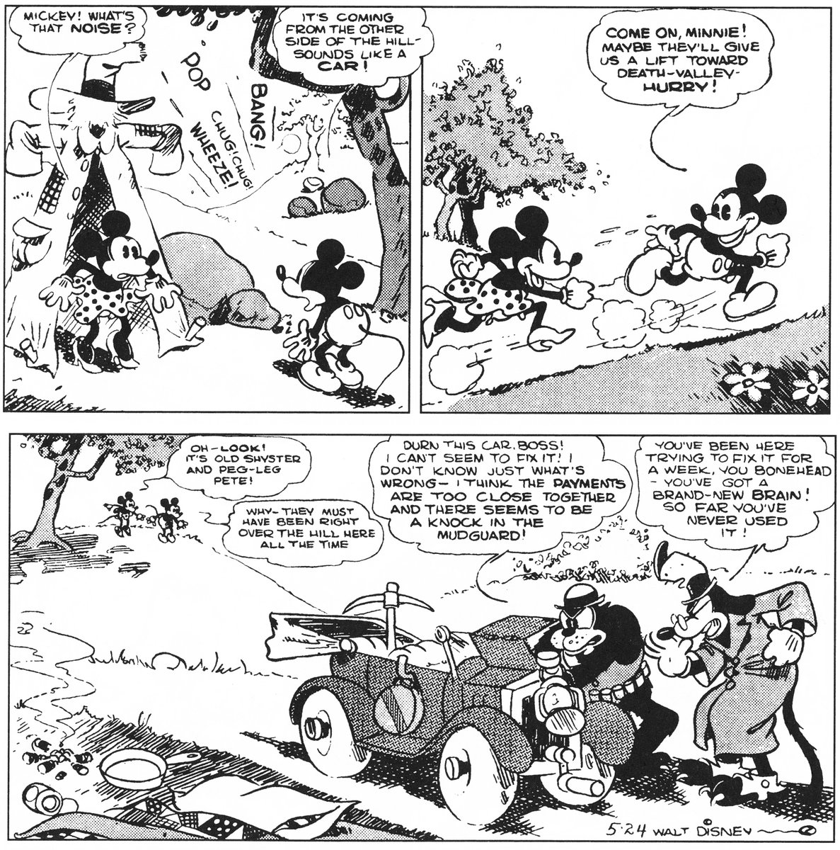 DailyMouseStrip's tweet photo. Mickey Mouse in Death Valley-47 (May 24, 1930)
Writer: Floyd Gottfredson
Pencil: Floyd Gottfredson
Inking: Floyd Gottfredson https://t.co/dk5fHxDJaE