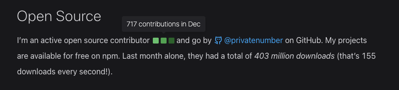 Added a tiny contribution graph on my website hirok.io