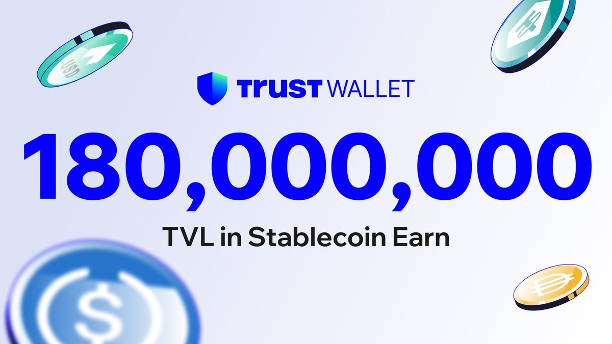 $180 MILLION+ trusted in Stablecoin Earn.

Your stablecoins don’t need to wait. They can earn.

USDC, USDT, USDA, DAI

Explore in Home → ‘Earn’: short.trustwallet.com/EARN