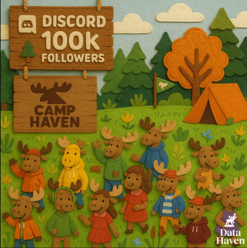 YamoshiWeb3's tweet photo. 100,000 campers is huge 🏕️

Watching the @DataHaven_xyz Discord grow this fast shows people really care about owning their data, not just using platforms.

I joined to learn — stayed for the community. Excited to see what we build together next 🚀 https://t.co/w4qPxMdGD8