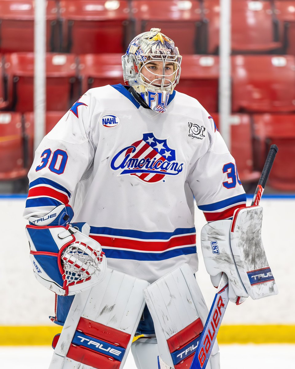 JrAmerksNAHL's tweet photo. When needed most, Florian Wade was calm in the chaos. 🎥

The Jr. Americans netminder stopped 31 of 33 shots faced last night, turning aside a number of high-danger chances. 

Wade continues to play positionally sound and steady, backstopping Rochester to an important win. https://t.co/QuuMl4vEjJ