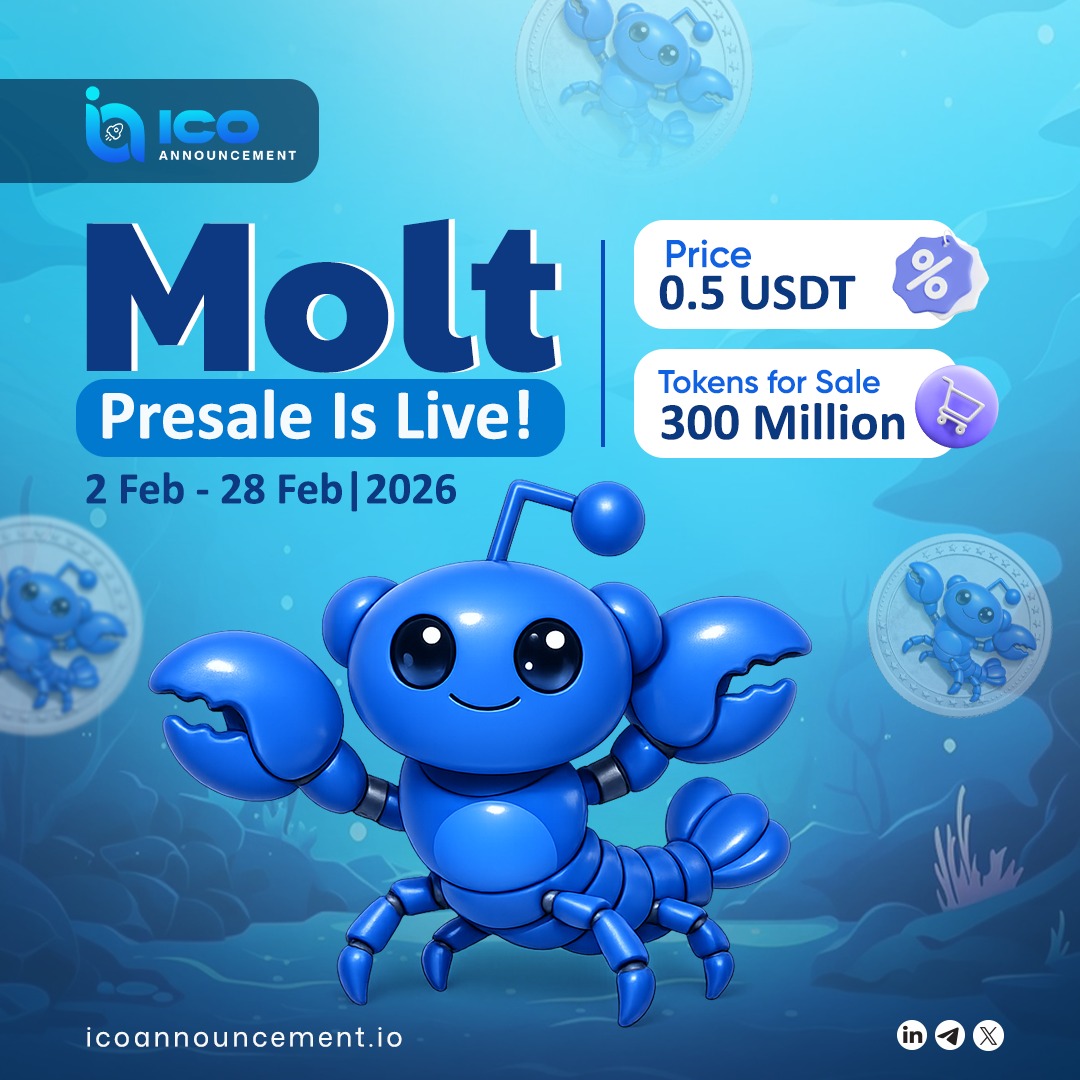 ICOAnnouncement's tweet image. 🚀 Molt Presale is LIVE! Join the Solana-powered meme coin wave early with fast, low-fee transactions - don’t miss out!

Explore More: icoannouncement.io/crypto-presale…

#Molt #MoltPresale #Solana #SolanaMeme #Memecoin #CryptoPresale #CryptoLaunch #AltcoinSeason #CryptoCommunity @moltxmeme
