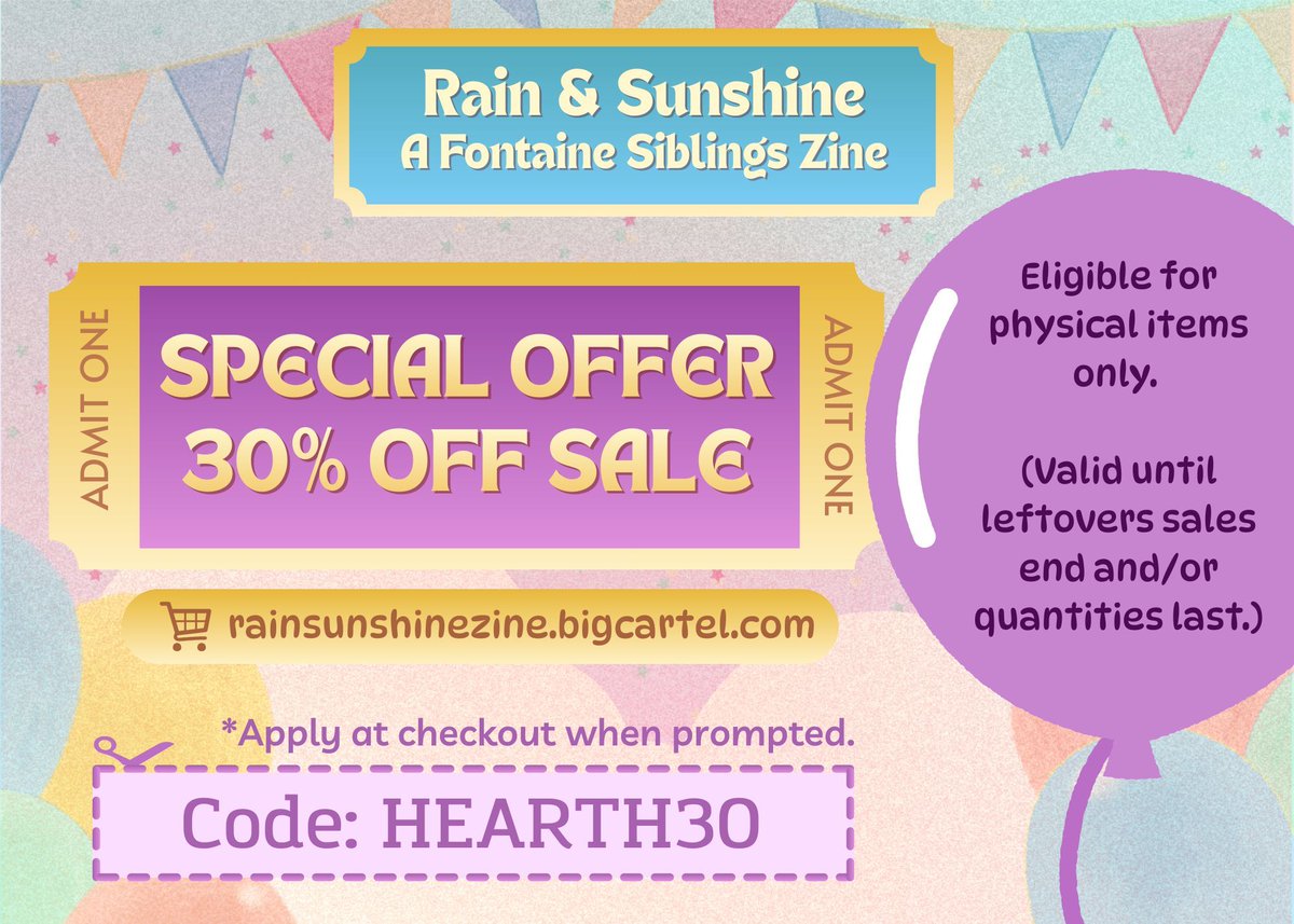 hearthtriozine's tweet photo. 🎪 SALE ON ALL PHYSICAL ITEMS 🎪 

On the fence about ordering? Now all physical items are 30% off! Use code HEARTH30 at checkout before February 15th (or until items sell out) to apply the discount. 

https://t.co/ZbYKuhAJPY https://t.co/mwx630eu7D