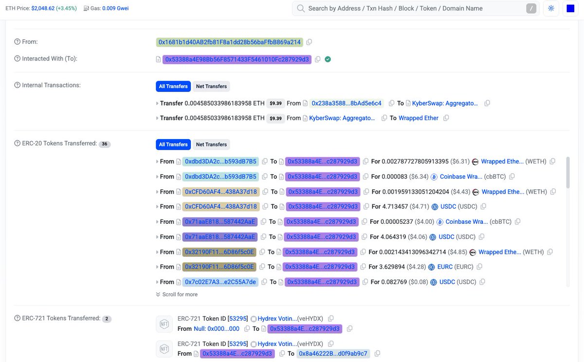 Built a custom Basescan plugin that turns the last 6 digits of an address into a hex color highlight.

Makes reviewing complex txs way easier, matching addys pop instantly.

Feels like there are lots of ways to optimize explorer UX. What else should exist?