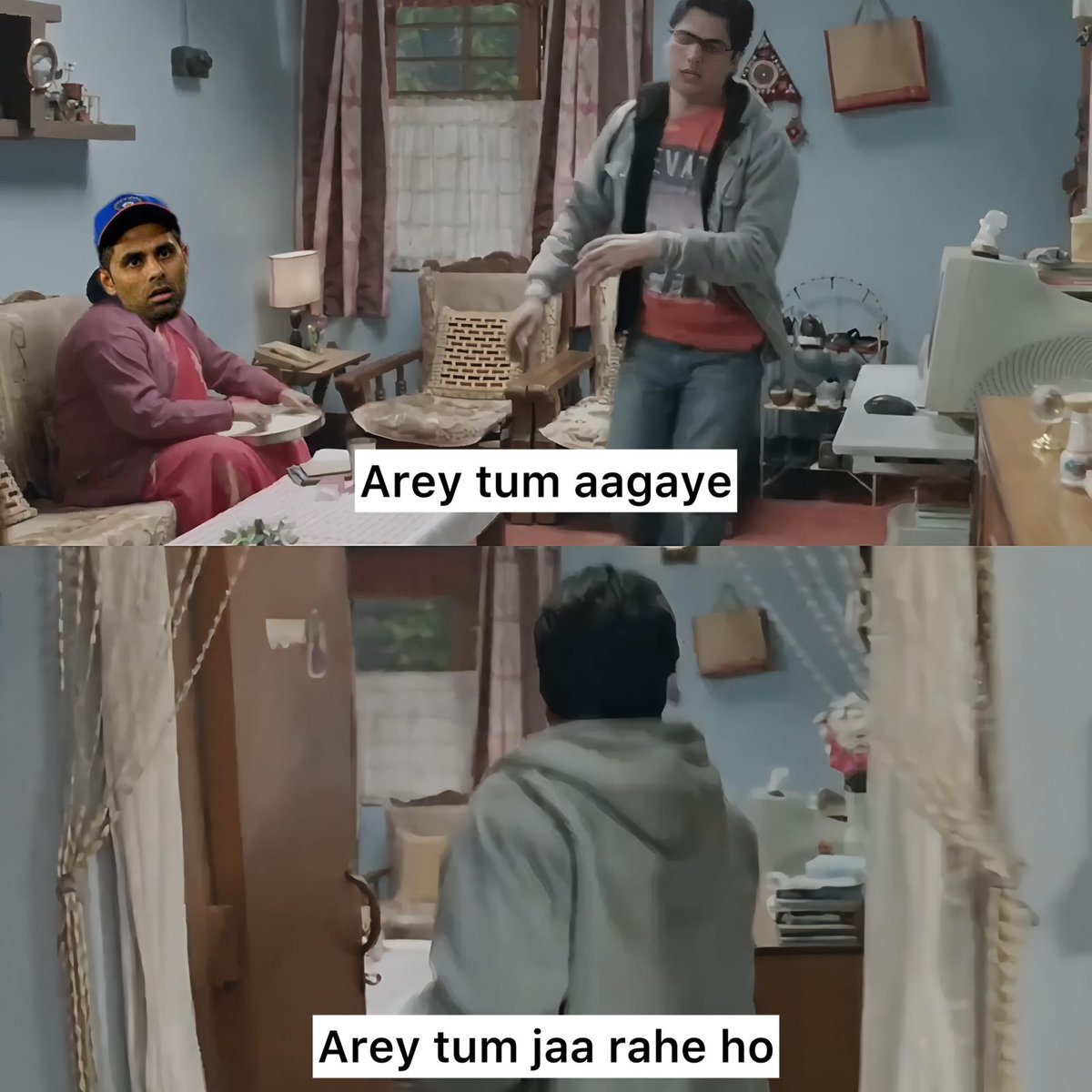 Suryakumar Yadav watching Indian batsman on pitch