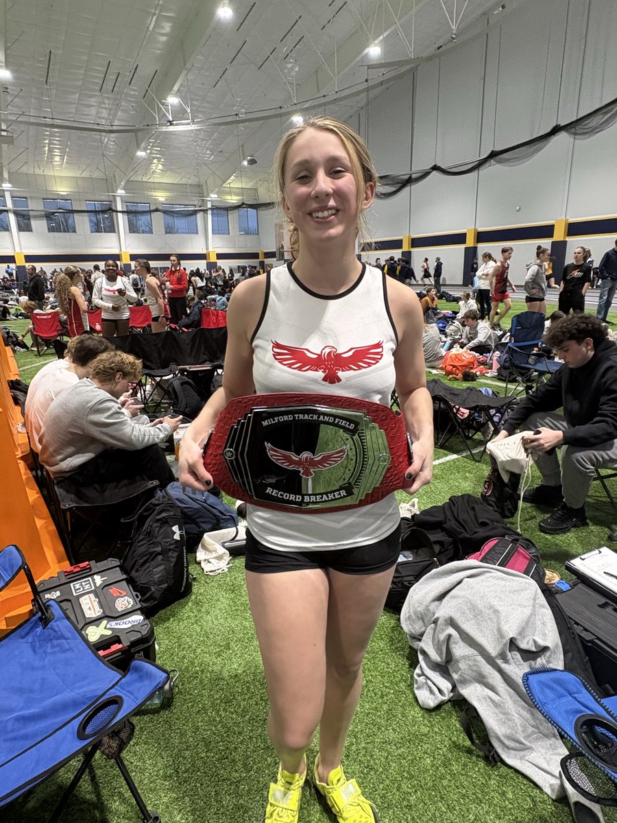 TrackFieldMHS's tweet image. Three School Records set last night at MSJ…Promise Wilson in the 60 M Hurdles, Schylar Sperl in the 400 M Dash &amp;amp; Ella Dahlheimer in the Weight Throw!  Way to #RepTheM ladies! @Milford_Eagles @MilfordGirlsCC