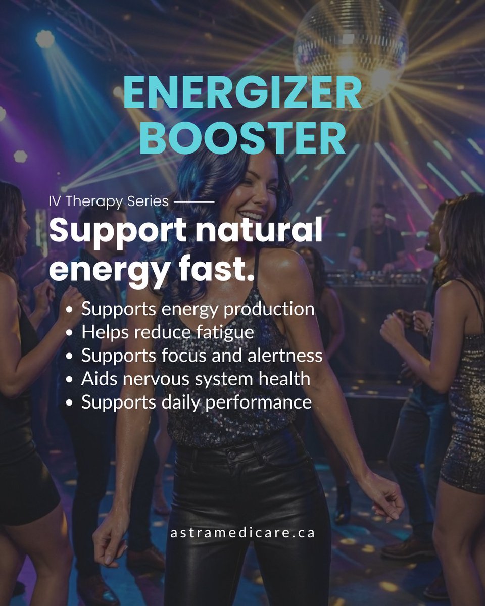 𝑭𝒆𝒆𝒍 𝒕𝒉𝒆 𝒆𝒏𝒆𝒓𝒈𝒚 𝒂𝒏𝒅 𝒌𝒆𝒆𝒑 𝒕𝒉𝒆 𝒏𝒊𝒈𝒉𝒕 𝒈𝒐𝒊𝒏𝒈. ✨

Our Energizer Booster helps support natural energy fast when you need it most. This quick IV treatment gives your body vitamins that help fight tiredness, improve focus, and support your nervous