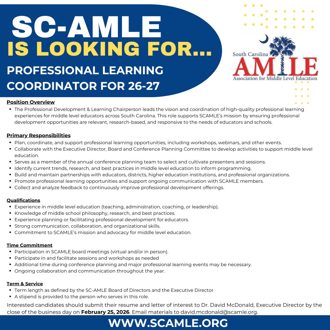 SC Association for Middle Level Education tweet media