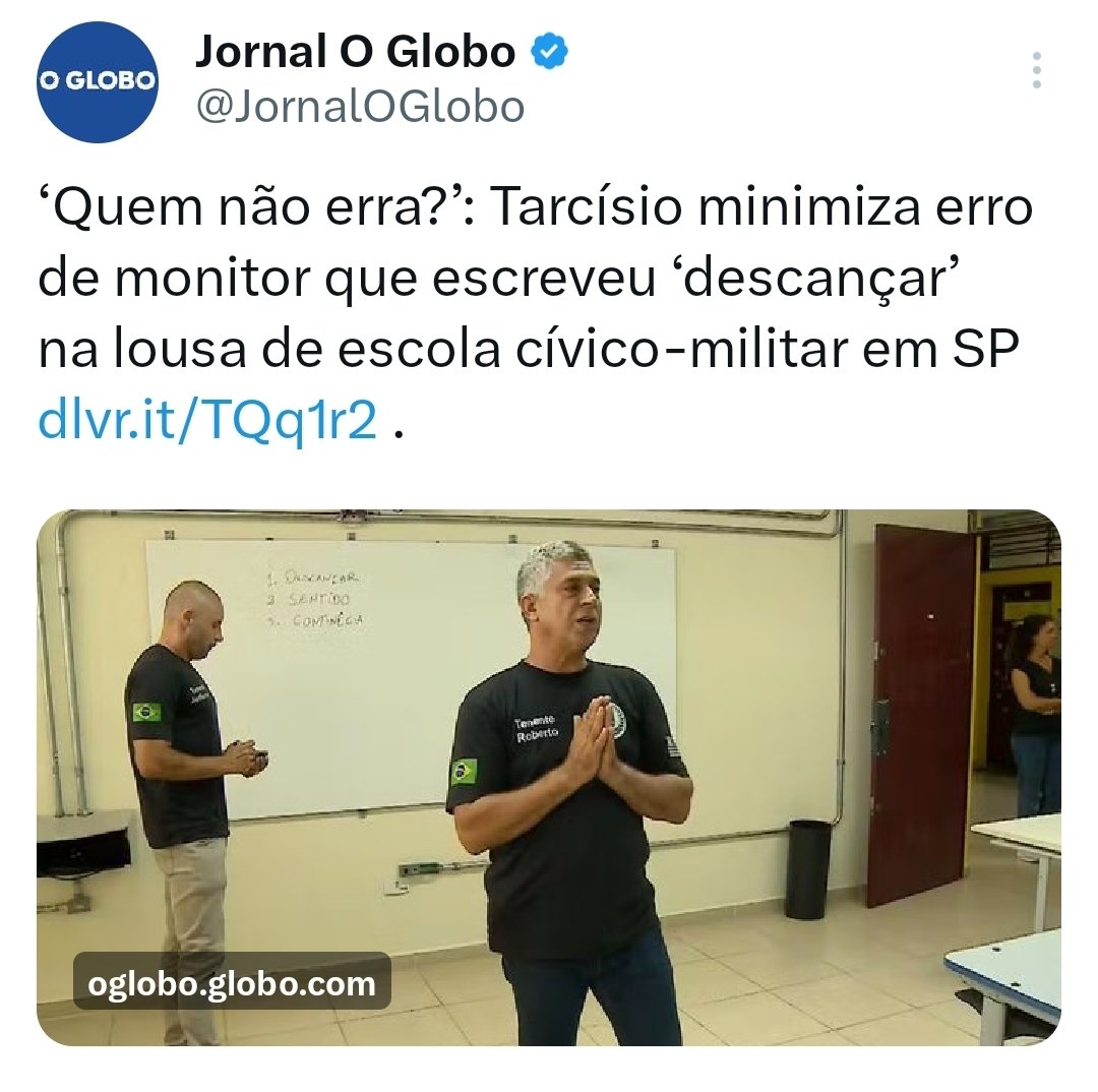 Errar é humano, permanecer no erro é continuar votando em políticos que acham que escola cívico-militar é exemplo de educação.