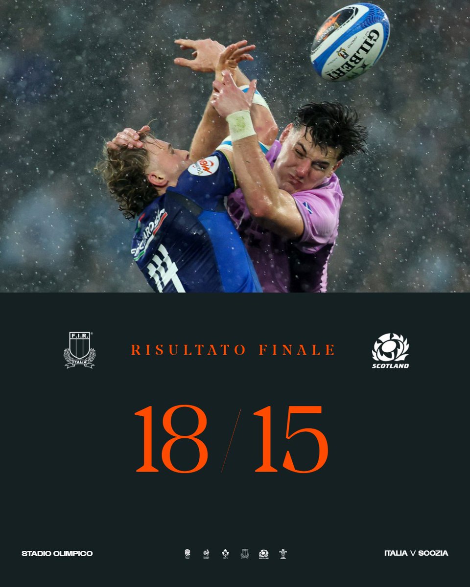 SeiNazioniRugby's tweet photo. ITALIAAAAAAAA 🇮🇹

Gli Azzurri superano la Scozia sotto il diluvio in un Olimpico tutto esaurito 🙌

#GuinnessM6N #Since1883 https://t.co/E5nbFG9wa4