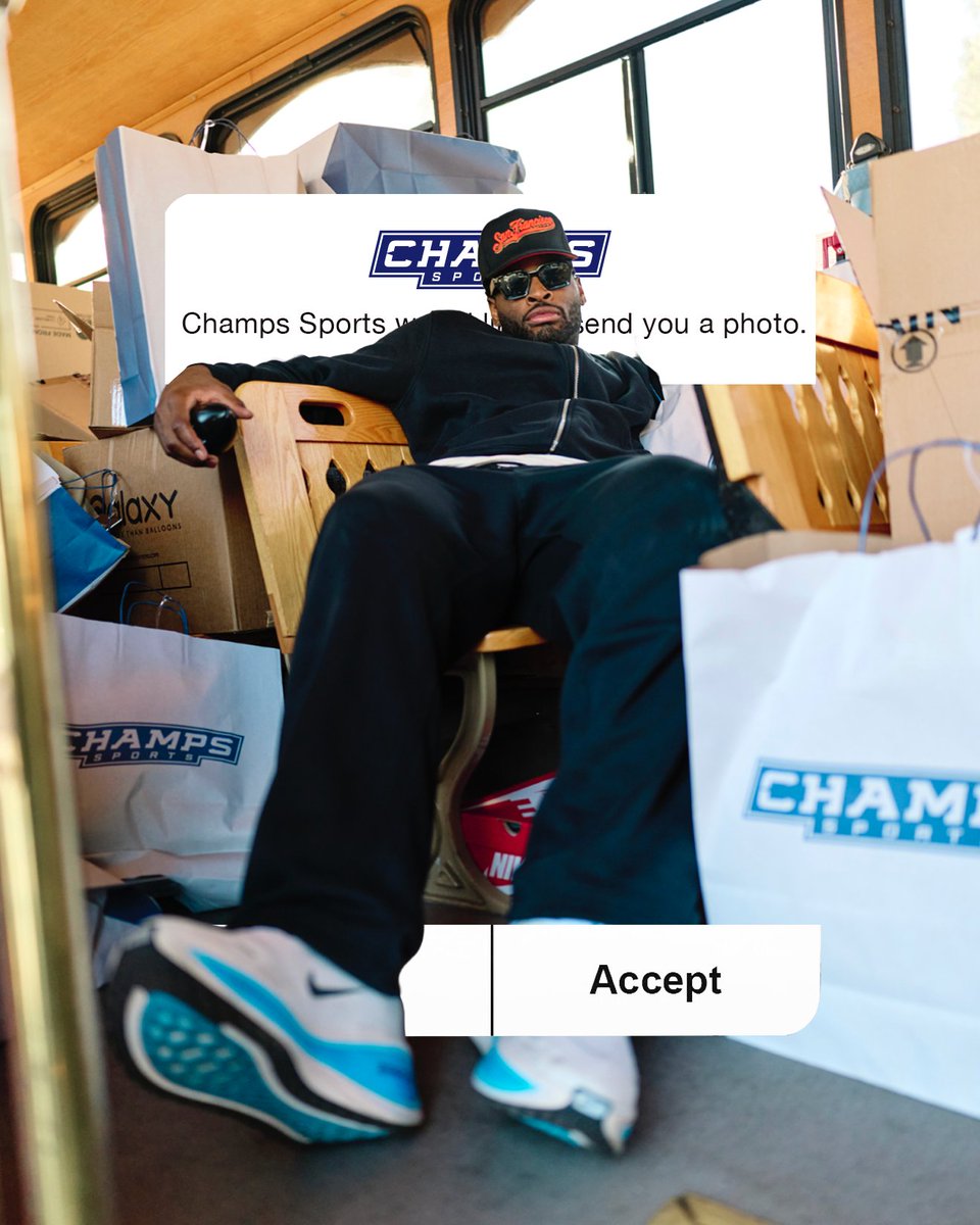 champssports's tweet photo. Live From The Bay 🌁 
Time to turn your AirDrop on 📲
@ohthatsNajee22 https://t.co/DK4my1YRF3