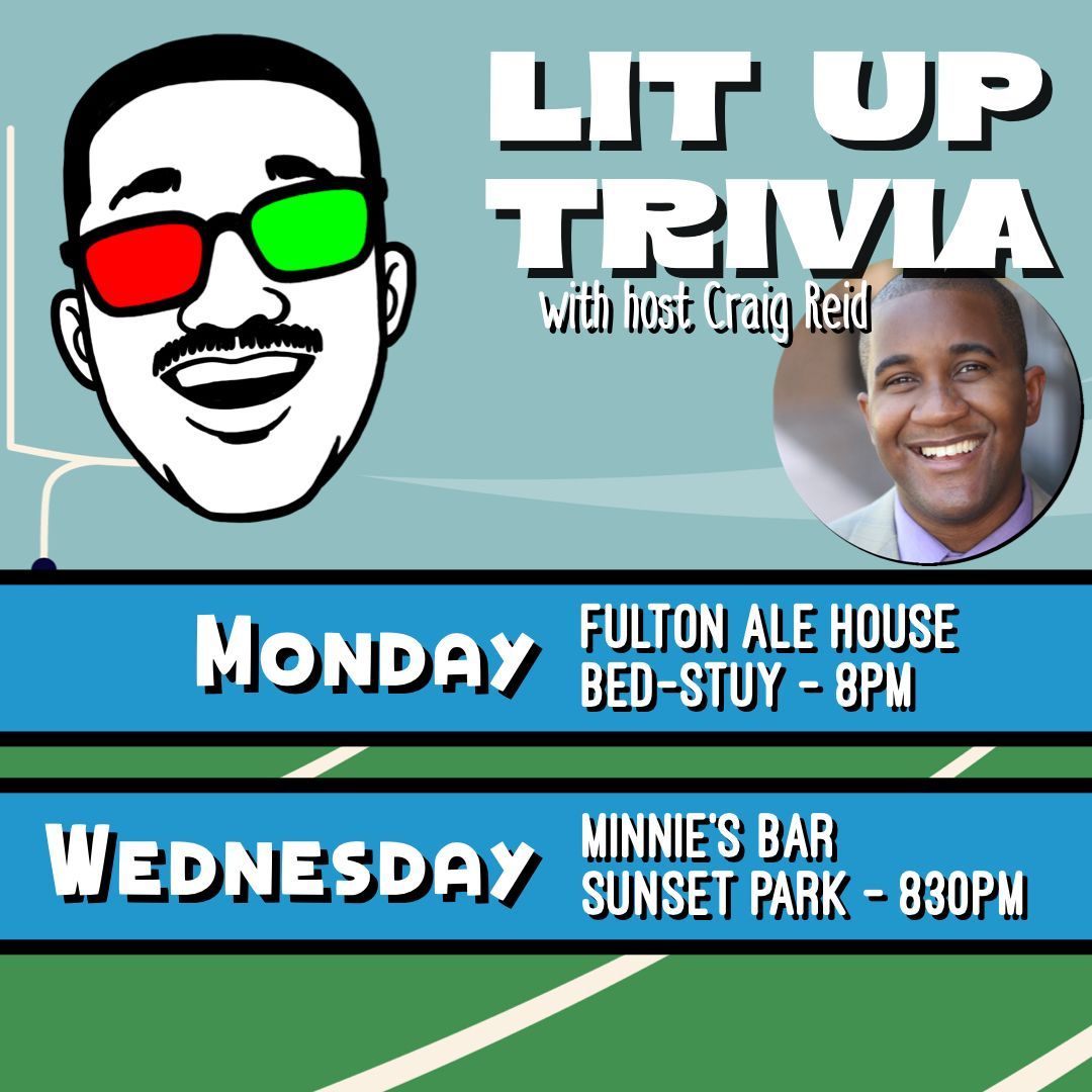 LitUpTrivia's tweet photo. Play @lituptrivia at your favorite neighborhood bars in Brooklyn, NY this week with your favorite bar trivia hosts!! https://t.co/L5vsEtZFgz