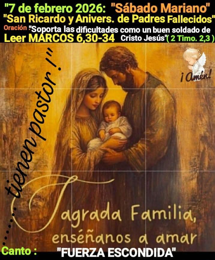d_mhg's tweet photo. @pgnora B/día @pgnora 
#07Febrero 
   " Sábado  Mariano"
          "San Ricardo"
"! EVANGELIO !"
   "MARCOS  6, 30 - 34"
Los apóstoles volvieron a reunirse con JESÚS...
Él les dijo :
«Venid vosotros a solas a un lugar desierto a descansar un poco».
"¡PORQUE  ANDABAN COMO OVEJAS QUE NO... https://t.co/37GhWYtK92