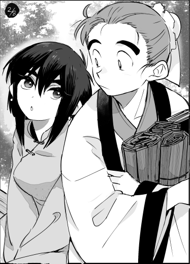 (練習絵です)最新作物語は木簡で  経典は折本にて 