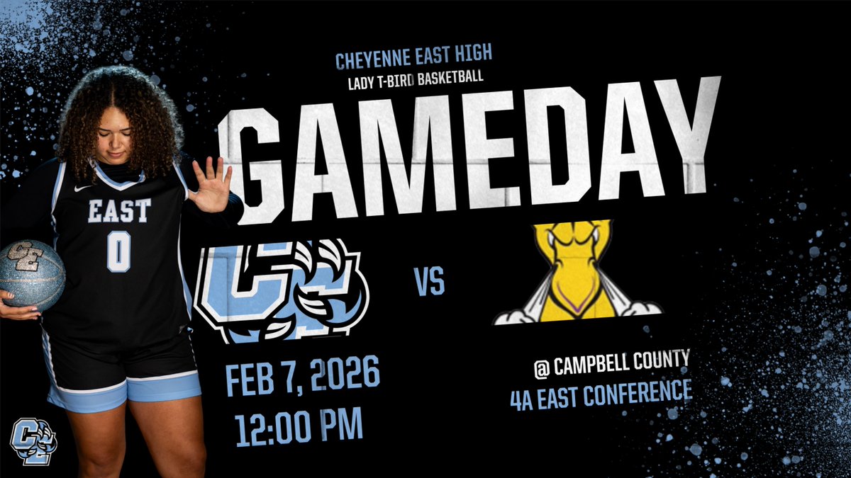 CheyEast's tweet photo. After a big win in Sheridan last night, the Lady T-Birds wrap up their North road swing today ... battling Campbell County on the hardwood at 1:30 p.m. in Gillette.

Good luck, ladies! 💙🖤🏀 https://t.co/jAKmUEx54v