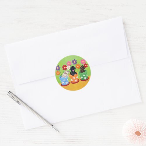HappyLabradors's tweet photo. Flower Pot Labrador Puppies Classic Round Sticker #black #lab, #yellow #lab, #chocolate #ClassicRoundSticker  https://t.co/PuVq5DV2RV https://t.co/R2qOOQ3Oxp